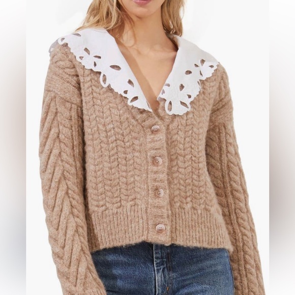 NWOT ASTR The Label Pemberley Oversized Collar Cable Knit Cardigan - Picture 1 of 8